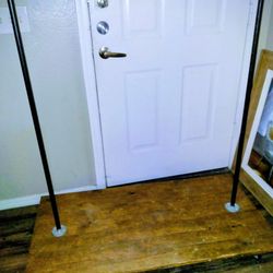 Industrial Metal Pipe Wood Base Rolling Display Garment Rack 