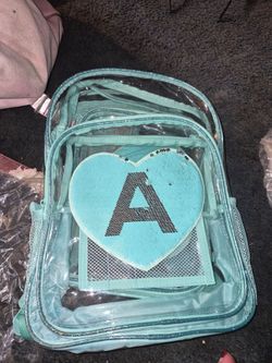 Clear Teal Backpack with Sequin Heart Patch