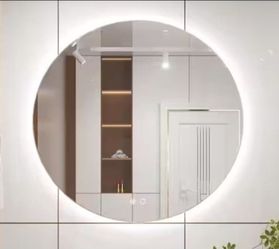 KeonJinn 24 in. W x 24 in. H Round Frameless 3 Colors Dimmable LED Backlit Anti-Fog Wall Mount Modern Bathroom Vanity Mirror