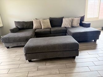 Gray Sectional Sofa with Ottoman - $850 (negotiable)