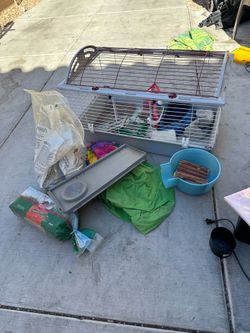 Large Rabbit / Guinea Pig Cage Setup + Accessories, Bedding & Hay