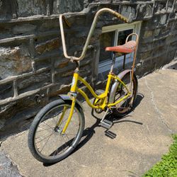 Vintage Yellow Banana Seat Kids Bicycle