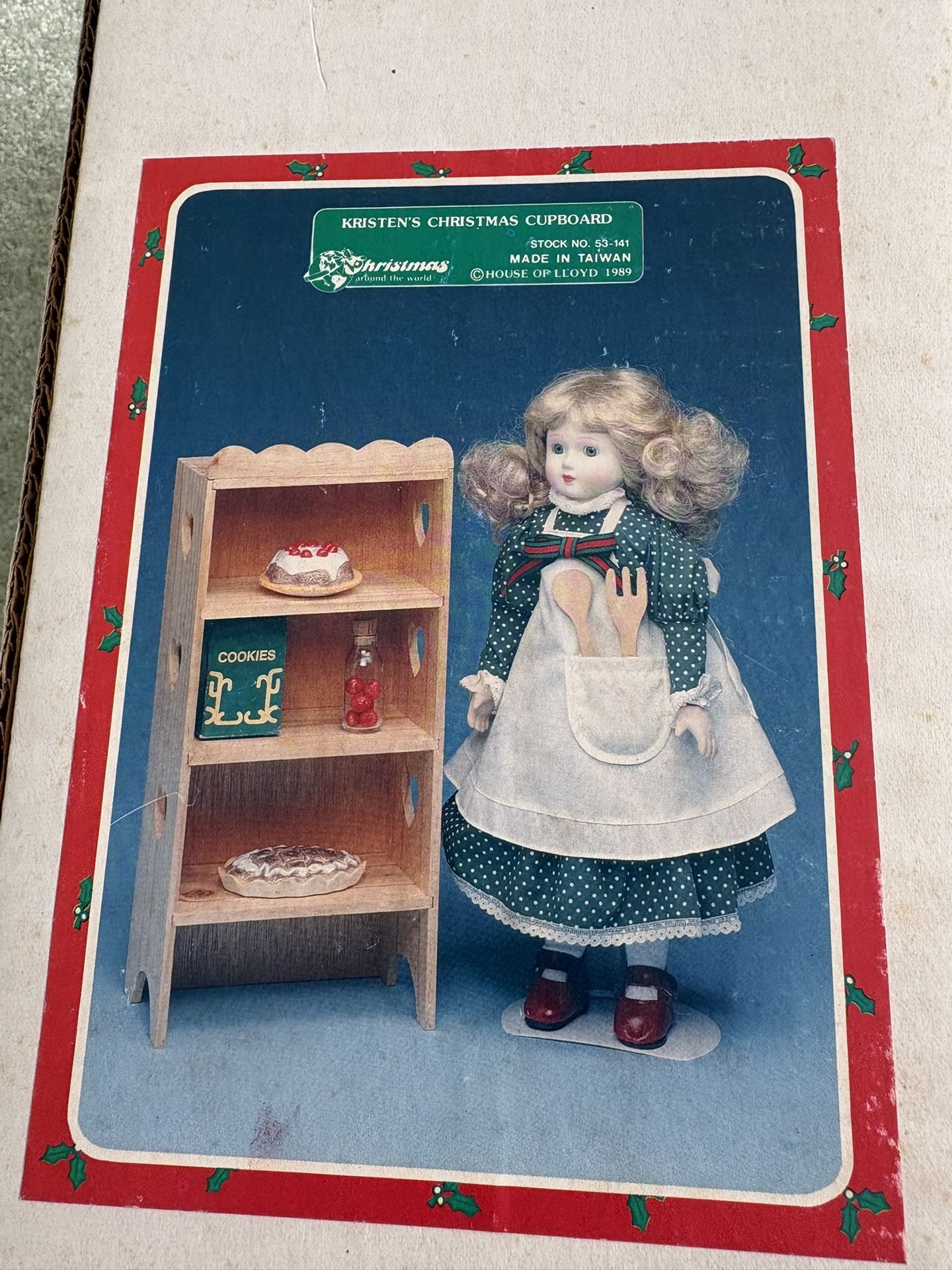 Porcelain Doll Kristen’s Christmas Cupboard By House Of Lloyd Made In Taiwan 1989 New Inbox