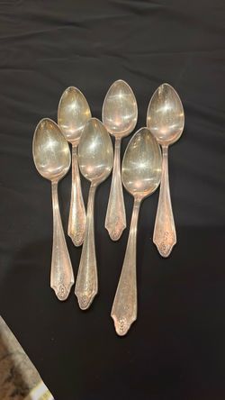 Set of 6 Silver-Plate Monogrammed Spoons