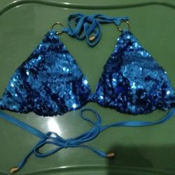 Blue Sequence Bikini Top 