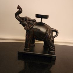 Wooden Elephant Candle Holder