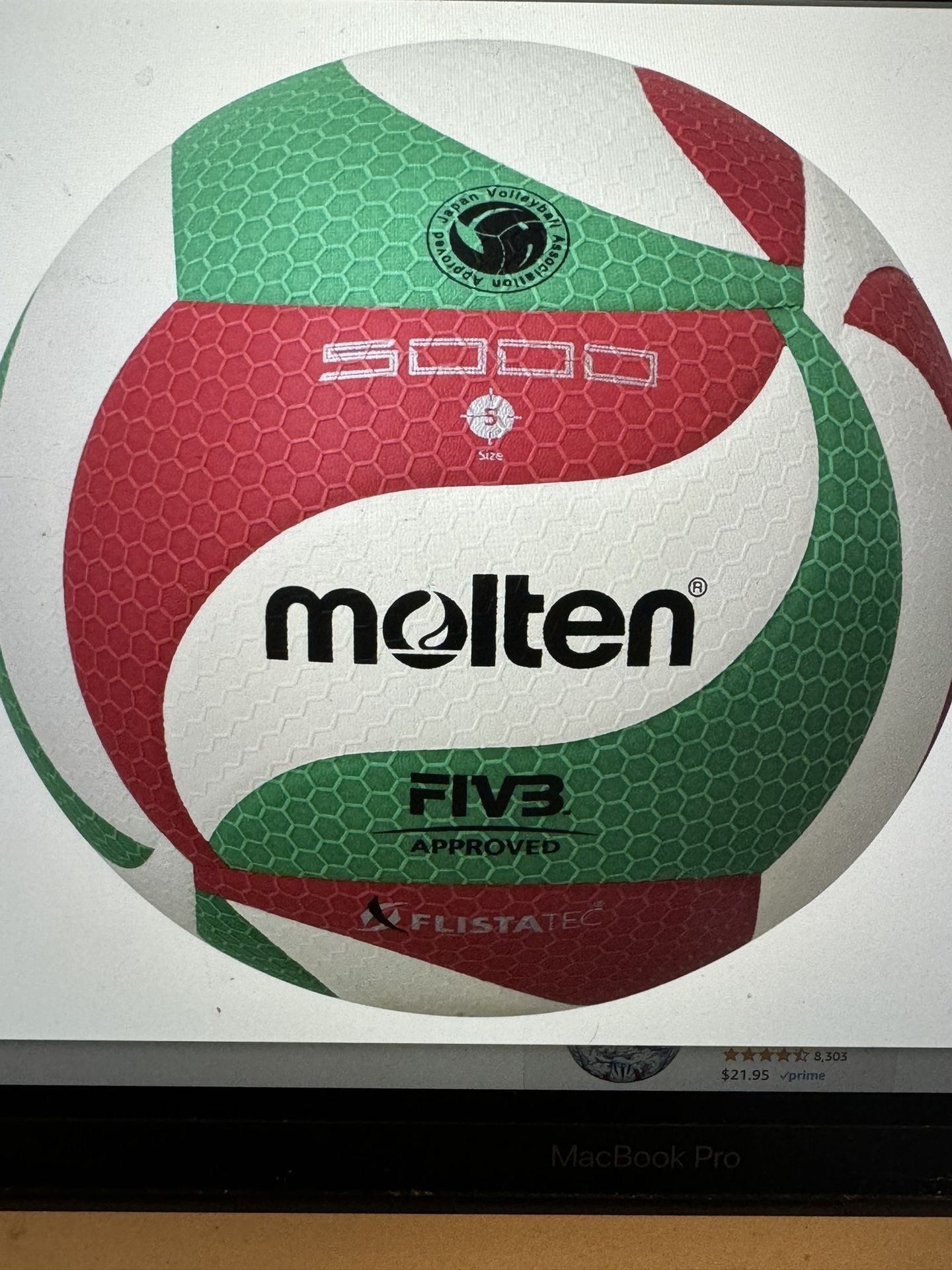 Molten V5M5000 Men's NCAA Flistatech Volleyball (Red/Green/White, Official)