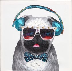 Cool dog print on canvas of pop art acrylic painting funny p