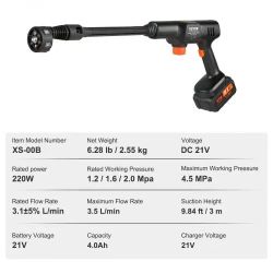 Cordless Pressure Washer, 652-PSI 1.0 GPM Portable Power Cleaner, Handheld High-Pressure Car Washer Gun with 4.0Ah Battery, Charger, 6-in-1 Nozzle, fo