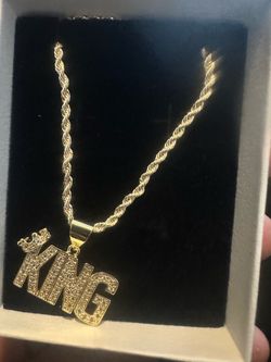 Gold-Tone KING Pendant Rope Chain Necklace