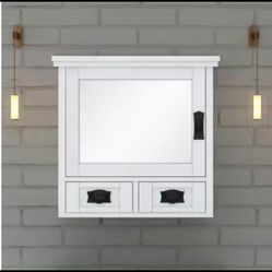 HDC Artisan 23.5" W x 22.75" H Wood Framed Bathroom Vanity Mirror in White