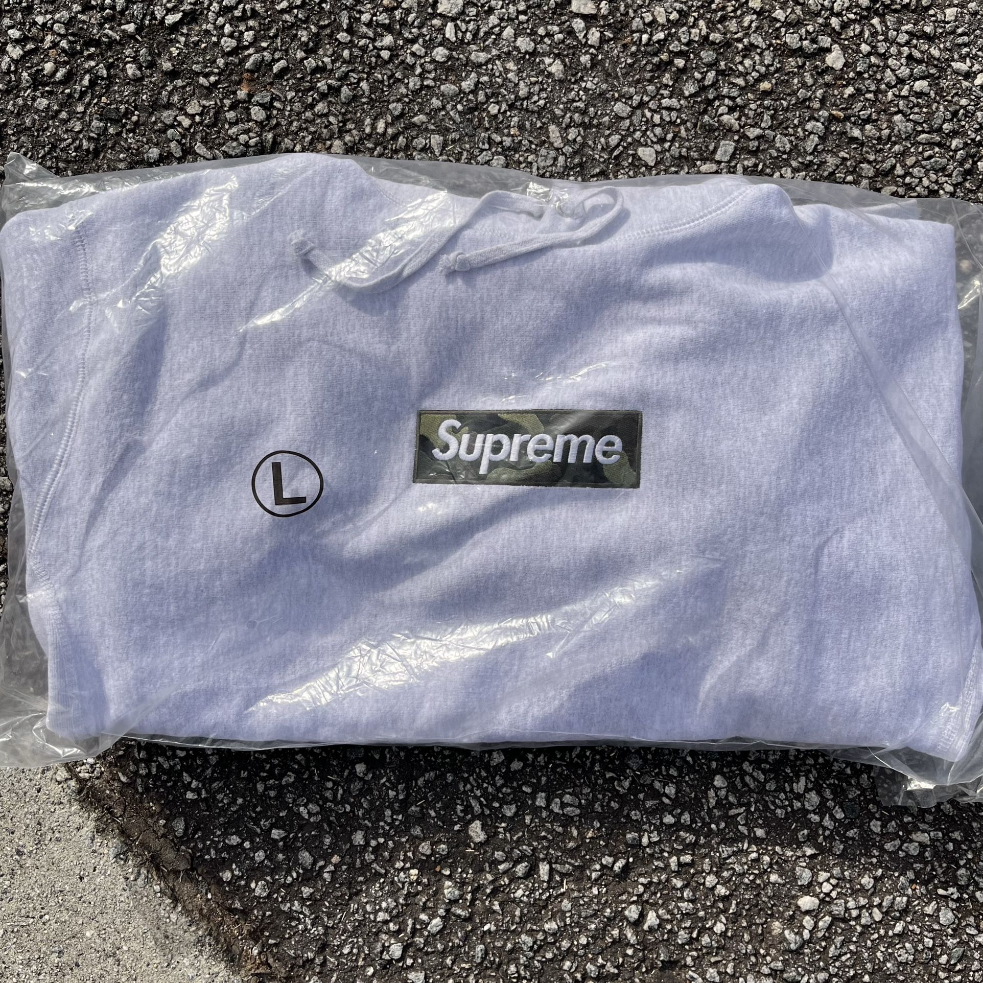 Supreme Box Logo Ash Grey Hoodie Sweatshirt Size Large New FW23 Hooded Pullover Gray