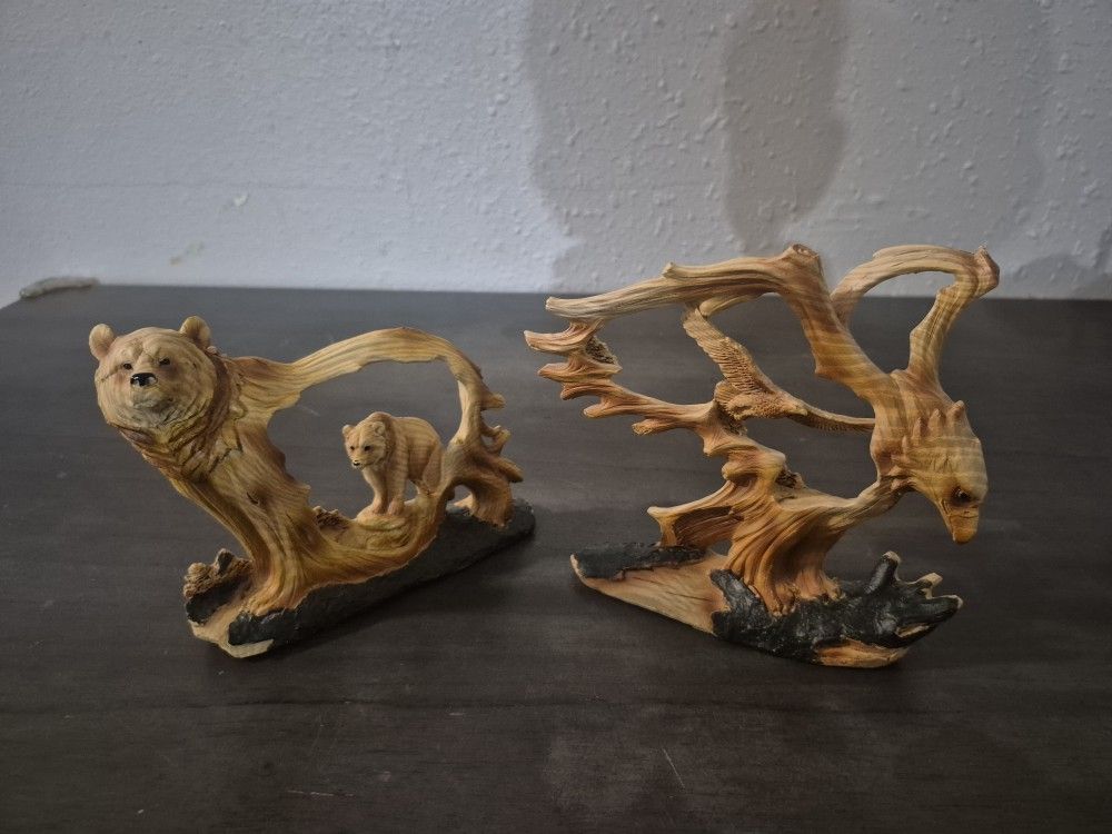 Two Bear Sculptures Souvenir Decor