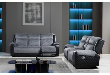 Gray & Black Reclining Sofa and Loveseat Set