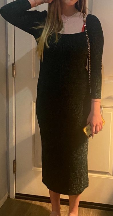 Green Sparkle Midi Dress – Size Large (Worn Once)