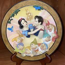 Disney Snow White True Love at Last 3D Plate 60th Anniversary Collectible COA