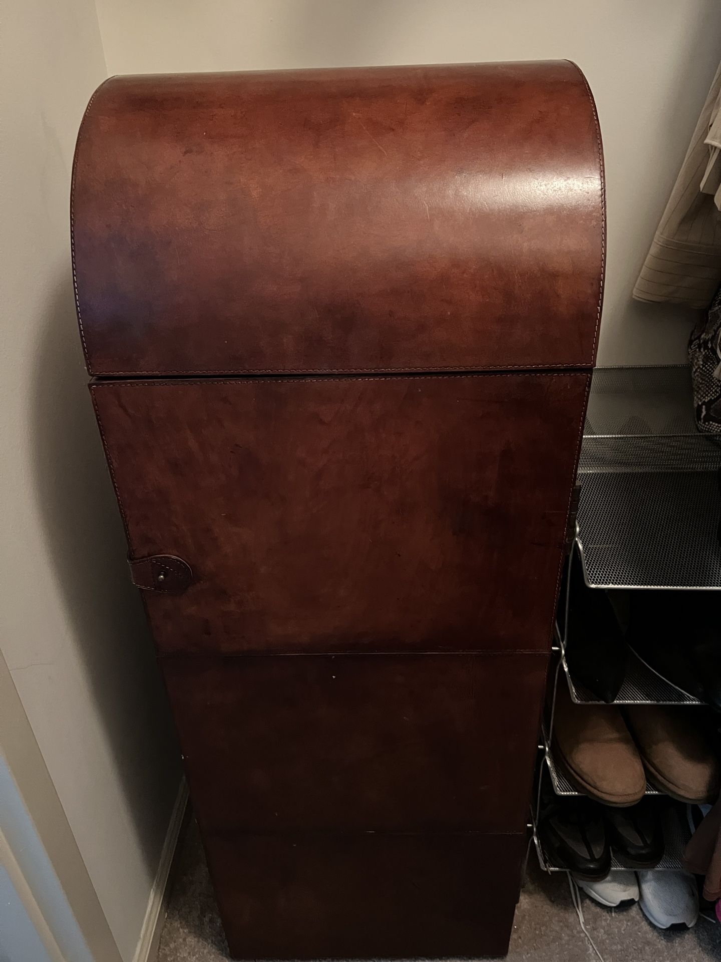 Vintage Genuine Leather Chest Dresser Armoire Storage