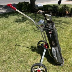 Sam Sneed Blue Ridge Golf Club Set Irons 2,3,4,5,6,7,8,9,SW Woods 3,4  With Spalding Bag And Wilson Classic III Cart