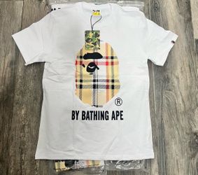 White Burberry size M, black Burberry Size M and L, black and white bape Size S