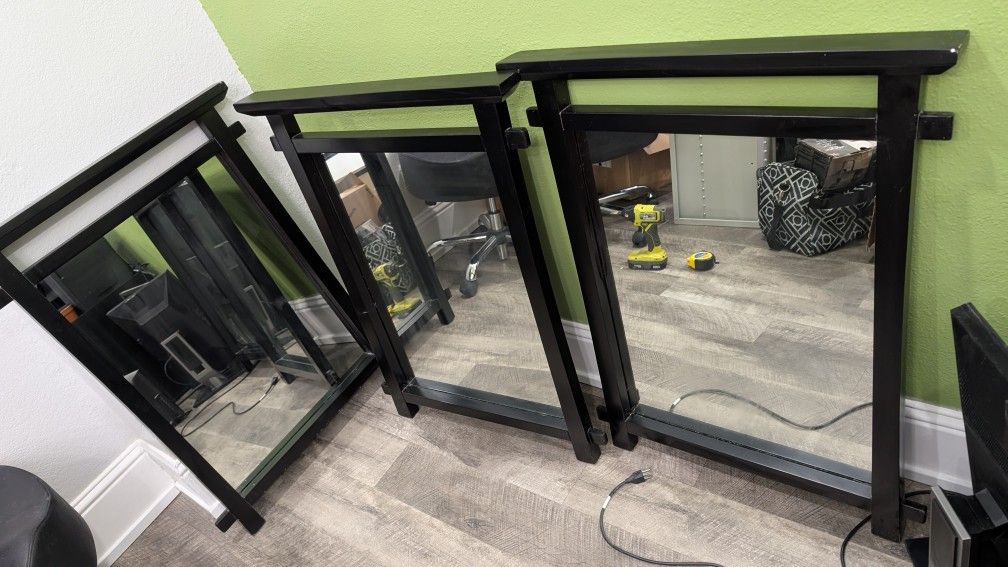 Black Wood Vanity / Wall Mirror (3 Available)