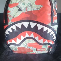 Red SprayGround Camo Money Backpack 