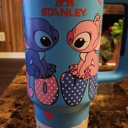 Lilo and Stitch  Love Stanley 40oz Limited Edition Blue Hearts Tumbler
