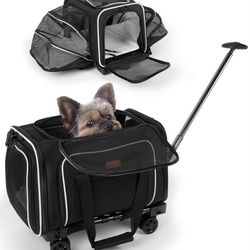 new Joy Pawz Premium Pet Carrier with Wheels for Travel, Stylish Black Design