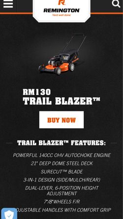 Remington RM130 Trail Blazer 140cc 3in1 Gas Push Lawn Mower for