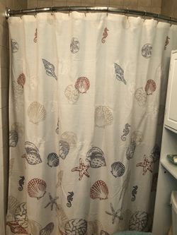 Sea Shell Design Fabric Shower Curtain