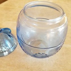 Blue glass cookie jar