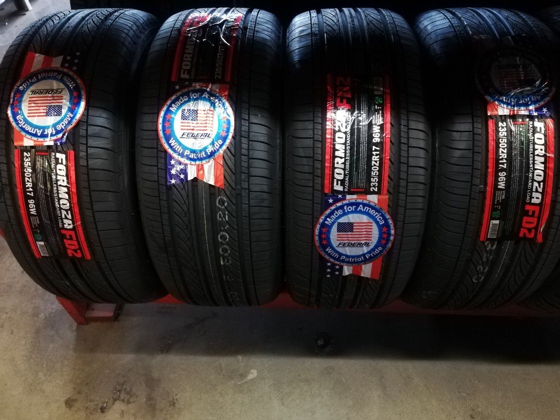 π΄ BRAND NEW TIRES FOR SALE AT LOW COST, 235/50/17, FEDERAL, 40K MILEAGE WARRANTY π΄