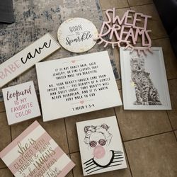 Girls Room / Beauty Room Wall Decor Bundle – 8 Pieces