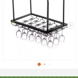 VEVOR 24-Bottle Ceiling Wine Glass Rack 23.6 in. x 13.8 in. Black Wine Glass Rack Hanging Wine Rack