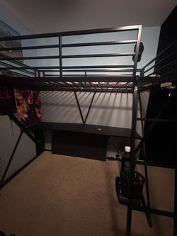 Black  bunked Bed with Built-In Desk – Great Space Saver