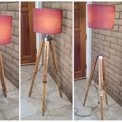 Tripod Floor Lamp Wood with Lamp Shade
