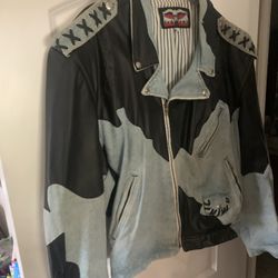 Rare 1981 Ladies JEFF HAMILTON DENIM/ Leather Motor Cycle Style Jacket 