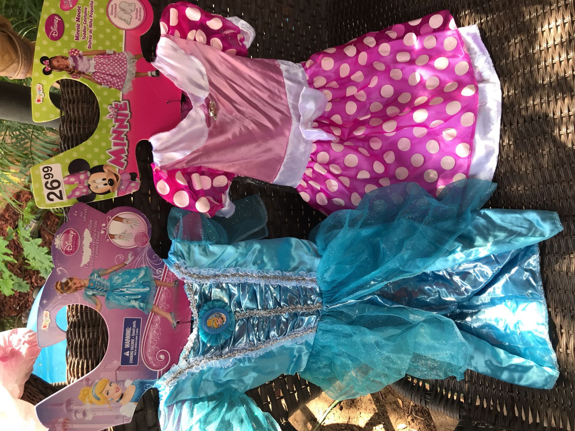 2 Girls Halloween Costumes CINDERELLA & MINNIE MOUSE
