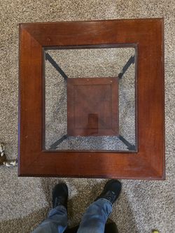 Glass Wrought Iron End Table