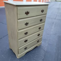 Vintage Solid Wood 5 Drawer Chest Dresser