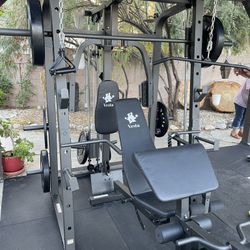 Vesta Fitness Smith Machine 1001 w/Bench Attachment | 245lb Cast Iron Olympic Weights | 7ft Olympic Bar | Fitness | Gym Equipment | FREE DELIVERY 🚚 