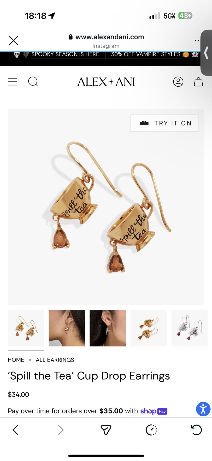 Spill the Tea' Cup Drop Earrings