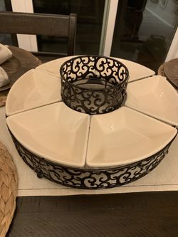 Gorgeous platter dish Metal/ceramic