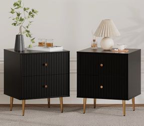 Fluted nightstand set of 2