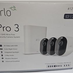 Arlo Pro 3 Wireless 2k HDR Security Cameras - White. Three Cameras Included.