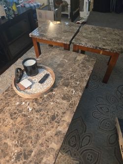 Heavy duty coffee table and end tables. Very nice. $120 obo.