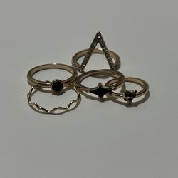 Gold and Black Ring Set