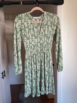 MANGO Green & White Printed Dress