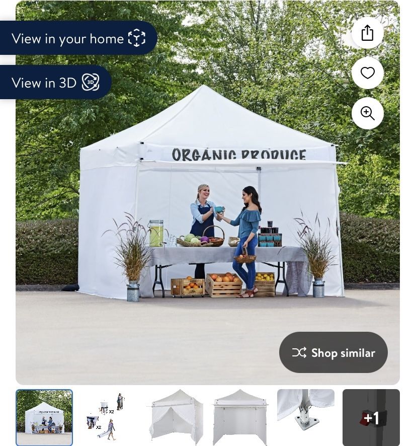 Ozark Trail White Commercial Instant 10' x 10' Straight Leg Canopy with Sidewalls