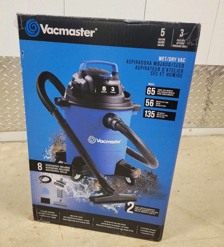 Vacmaster 5 Gallon 3 Peak HP
Poly Wet/Dry Vacuum