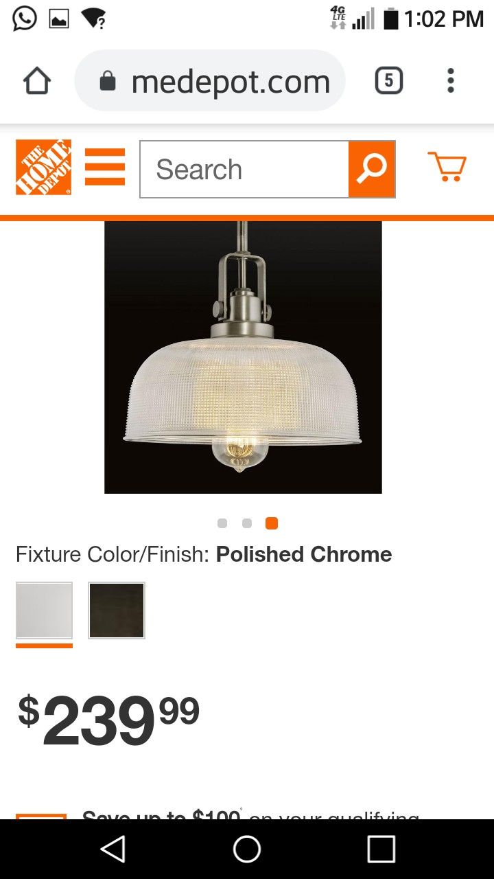 Brand new Archie Collection 2-Light Polished Chrome Chandelier with Clear Prismatic Glass